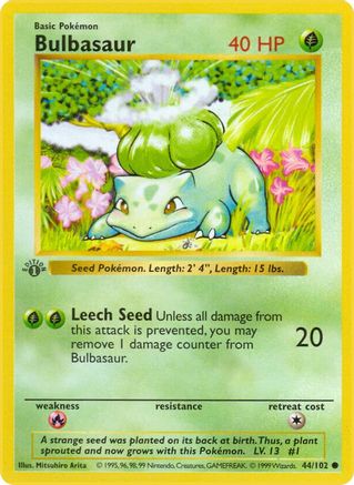 Bulbasaur 044/102 - Unlimited Base Set Shadowless - Common