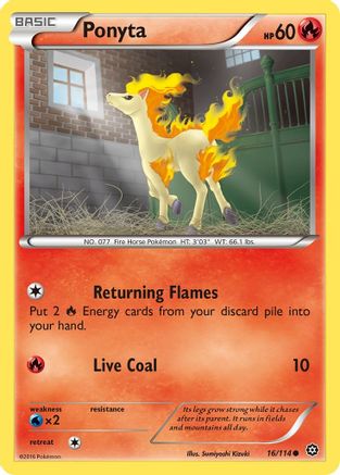 Ponyta 016/114 - Reverse Holofoil XY Steam Siege - Common