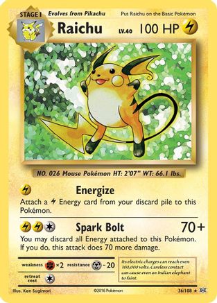 Raichu 036/108 - Reverse Holofoil XY Evolutions - Holo Rare