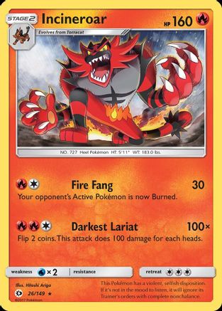 Incineroar 026/149 SM Base Set - Rare