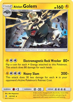 Alolan Golem 042/145 - Holofoil SM Guardians Rising - Holo Rare