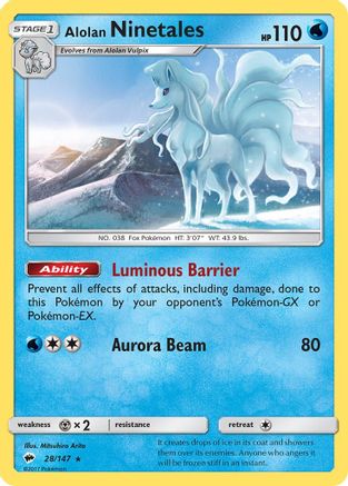 Alolan Ninetales 028/147 - Reverse Holofoil SM Burning Shadows - Rare