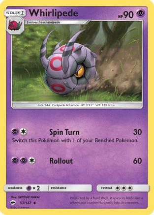 Whirlipede 057/147 - Reverse Holofoil SM Burning Shadows - Uncommon