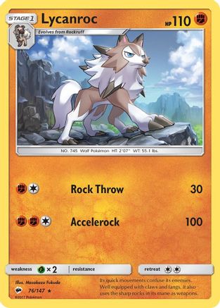Lycanroc (76) 076/147 - Reverse Holofoil SM Burning Shadows - Rare