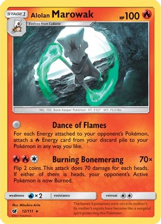 Alolan Marowak 012/111 - Reverse Holofoil SM Crimson Invasion - Holo Rare
