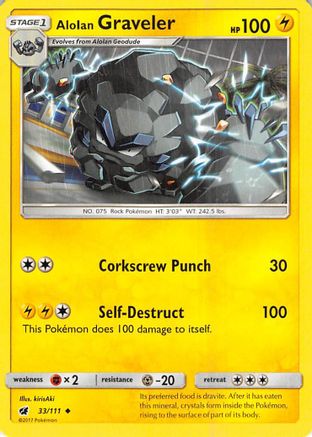 Alolan Graveler 033/111 - Reverse Holofoil SM Crimson Invasion - Uncommon