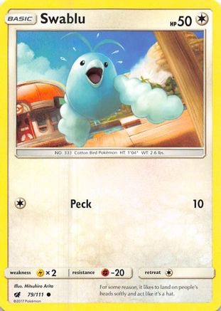 Swablu 079/111 - Reverse Holofoil SM Crimson Invasion - Common