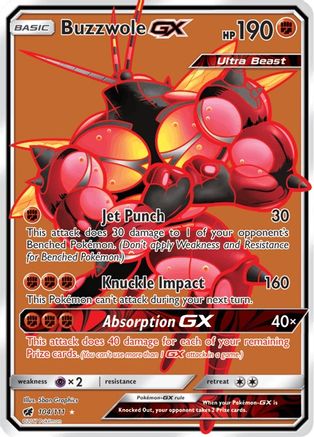 Buzzwole GX (Full Art) 104/111 - Holofoil SM Crimson Invasion - Ultra Rare