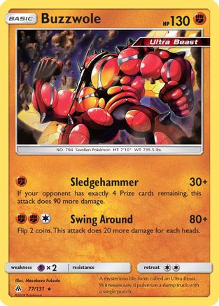 Buzzwole 077/131 - Reverse Holofoil SM Forbidden Light - Rare