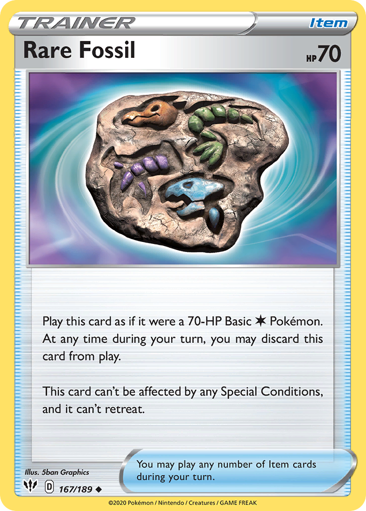 Rare Fossil 167/189 SWSH03 Darkness Ablaze - Uncommon