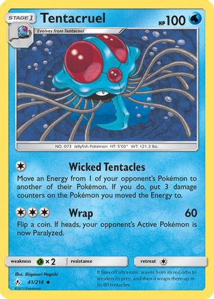 Tentacruel 041/214 - Reverse Holofoil SM Unbroken Bonds - Uncommon