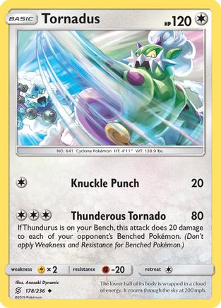Tornadus 178 - Reverse Holofoil SM Unified Minds - Uncommon
