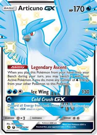 Articuno GX SV54/SV94 - Holofoil Hidden Fates Shiny Vault - Shiny Holo Rare