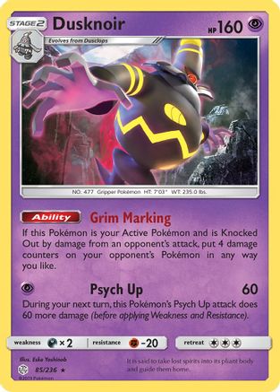 Dusknoir 085 - Reverse Holofoil SM Cosmic Eclipse - Holo Rare