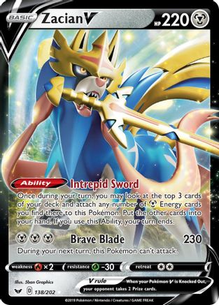 Zacian V 138/202 - Holofoil SWSH01 Sword & Shield Base Set - Ultra Rare