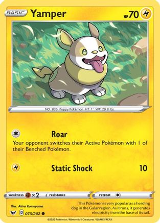 Yamper (073) 073/202 - Reverse Holofoil SWSH01 Sword & Shield Base Set - Common
