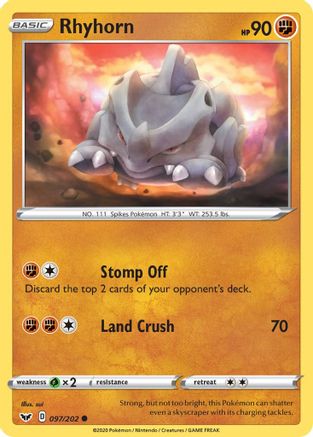 Rhyhorn (097) 097/202 SWSH01 Sword & Shield Base Set - Common