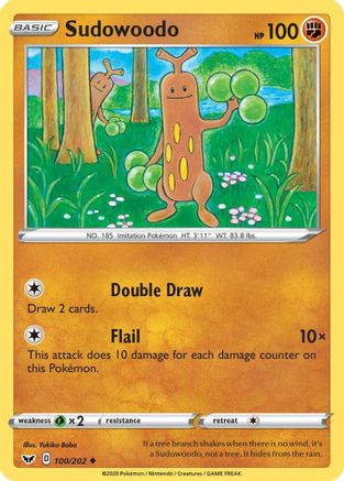 Sudowoodo 100/202 - Reverse Holofoil SWSH01 Sword & Shield Base Set - Uncommon