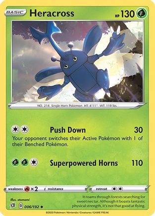 Heracross 006/192 - Reverse Holofoil SWSH02 Rebel Clash - Uncommon