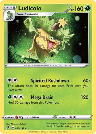 Ludicolo 009/192 - Reverse Holofoil SWSH02 Rebel Clash - Rare