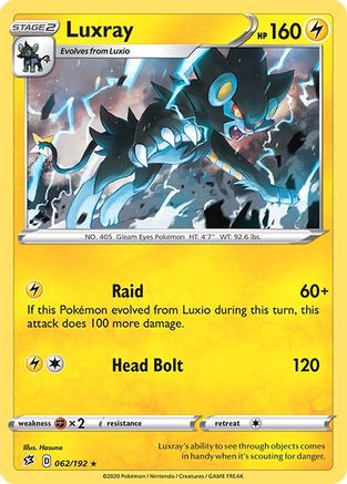 Luxray 062/192 - Reverse Holofoil SWSH02 Rebel Clash - Holo Rare