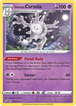 Galarian Cursola 079/192 - Reverse Holofoil SWSH02 Rebel Clash - Holo Rare