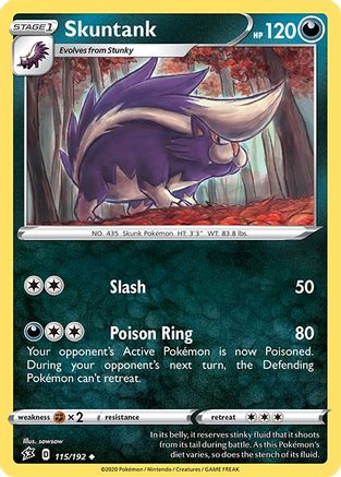 Skuntank 115/192 - Reverse Holofoil SWSH02 Rebel Clash - Uncommon