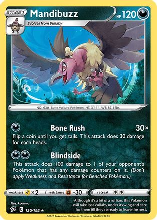 Mandibuzz 120/192 - Reverse Holofoil SWSH02 Rebel Clash - Rare