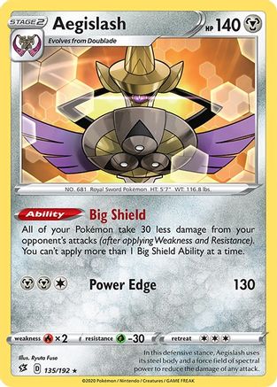 Aegislash 135/192 - Reverse Holofoil SWSH02 Rebel Clash - Rare