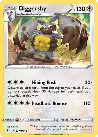 Diggersby 147 - Reverse Holofoil SWSH02 Rebel Clash - Rare
