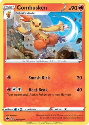 Combusken 023/189 - Reverse Holofoil SWSH03 Darkness Ablaze - Uncommon