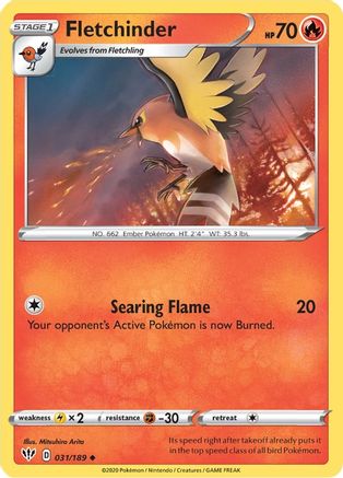 Fletchinder 031/189 SWSH03 Darkness Ablaze - Uncommon