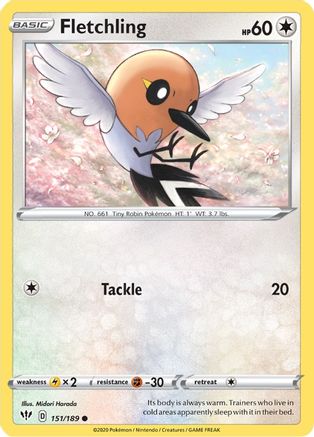 Fletchling 151/189 SWSH03 Darkness Ablaze - Common