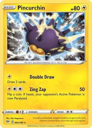 Pincurchin 064/189 - Reverse Holofoil SWSH03 Darkness Ablaze - Holo Rare