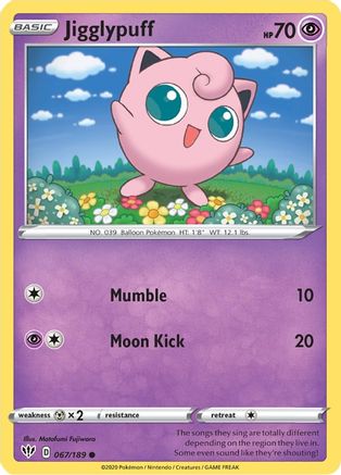 Jigglypuff 067/189 - Reverse Holofoil SWSH03 Darkness Ablaze - Common