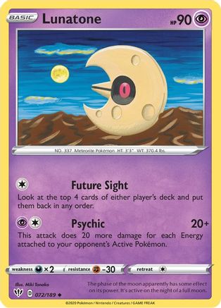 Lunatone 072/189 SWSH03 Darkness Ablaze - Uncommon