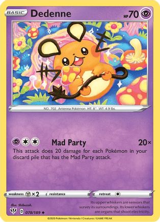 Dedenne 078/189 SWSH03 Darkness Ablaze - Uncommon