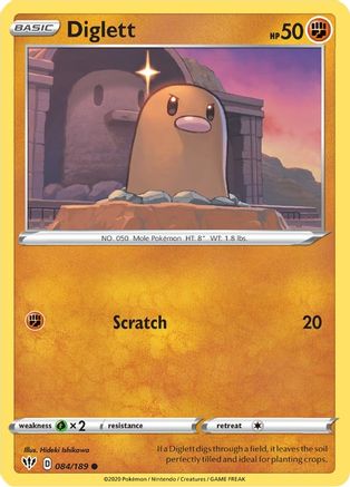 Diglett 084/189 - Reverse Holofoil SWSH03 Darkness Ablaze - Common