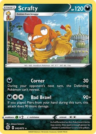 Scrafty 042/73 - Reverse Holofoil Champions Path - Holo Rare