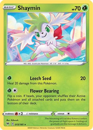 Shaymin 015/185 - Reverse Holofoil SWSH04 Vivid Voltage - Holo Rare