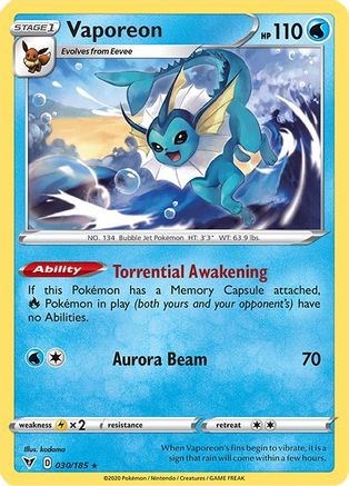 Vaporeon 030/185 SWSH04 Vivid Voltage - Rare