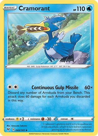 Cramorant 040/185 - Reverse Holofoil SWSH04 Vivid Voltage - Uncommon