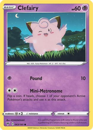 Clefairy 063/185 - Reverse Holofoil SWSH04 Vivid Voltage - Common