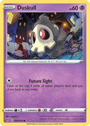 Duskull 069/185 - Reverse Holofoil SWSH04 Vivid Voltage - Common