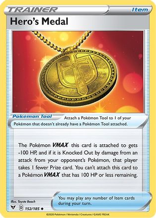 Hero's Medal 152/185 - Reverse Holofoil SWSH04 Vivid Voltage - Uncommon
