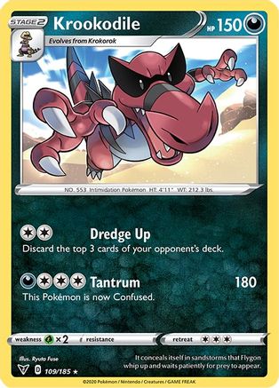 Krookodile 109/185 - Reverse Holofoil SWSH04 Vivid Voltage - Rare