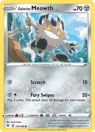 Galarian Meowth 112/185 SWSH04 Vivid Voltage - Common