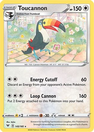 Toucannon 145/185 - Reverse Holofoil SWSH04 Vivid Voltage - Rare