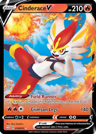 Cinderace V 018/072 - Holofoil Shining Fates - Ultra Rare