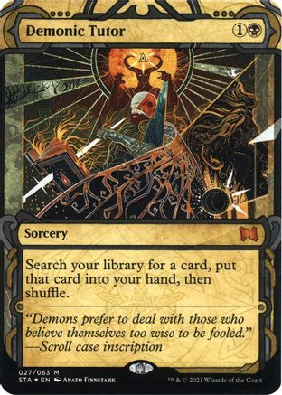 Demonic Tutor (Foil Etched) (STA-27E) - Strixhaven Mystical Archive (Borderless) Foil